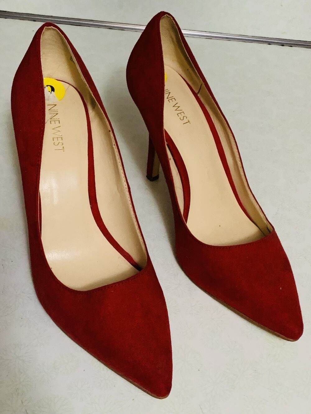 Nine West Women's Red Suede Pointed Toe Stiletto Style Heels Size 9